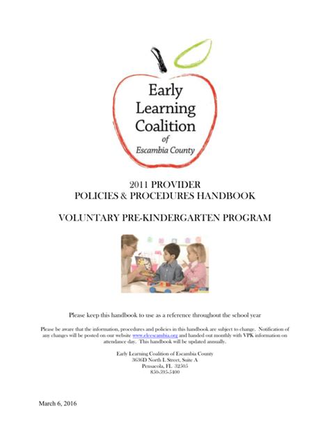 voluntary prekindergarten program vpk provider manual PDF