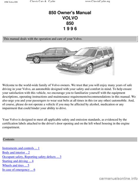 volvo 850 user manual Doc