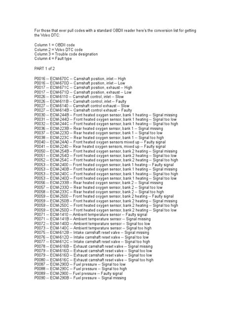 volvo sensor codes pdf Reader