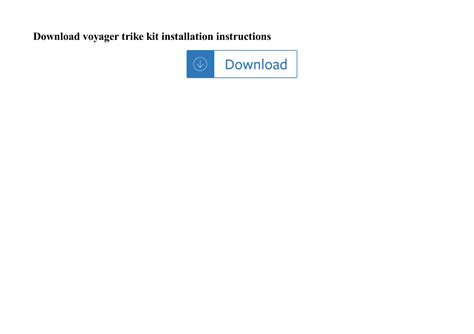 voyager trike kit installation instructions Ebook PDF