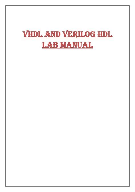 vtu hdl lab manual Epub