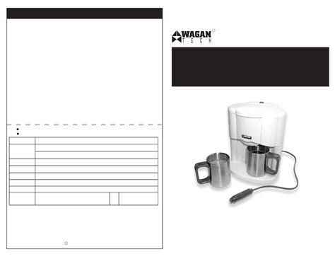 wagan coffee maker owners manual PDF