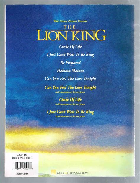 walt disney presents the lion king original songs piano vocal Epub