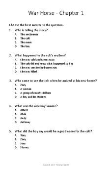 war horse comprehension questions and answers Reader