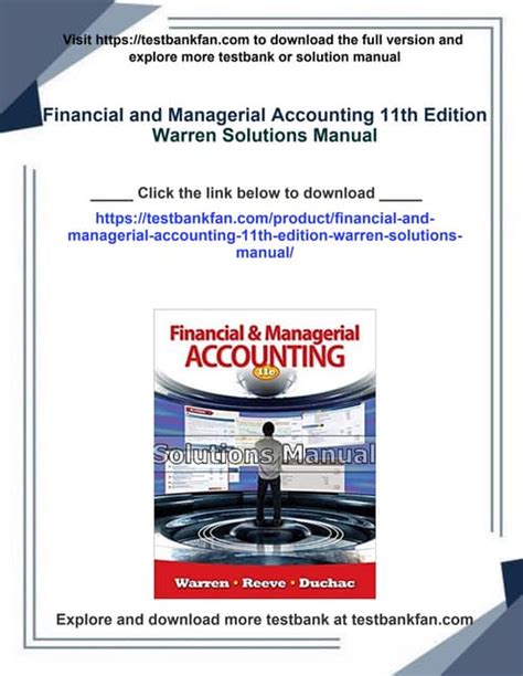 warren managerial accounting 11e solutions manual Kindle Editon