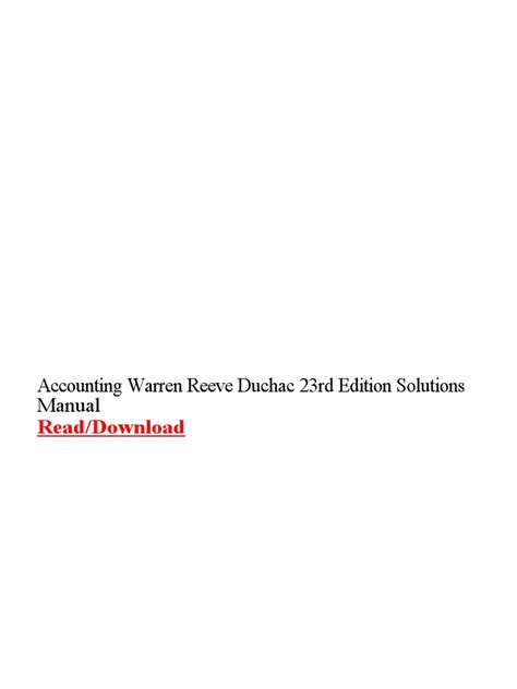 warren reeve duchac accounting 23e solution manual Epub