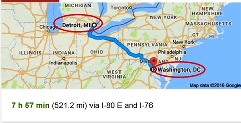 washington dc to detroit michigan