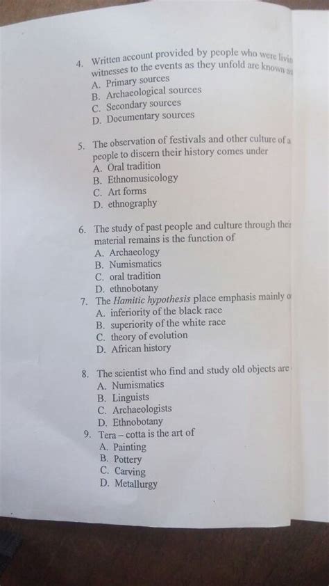 wassce history past questions