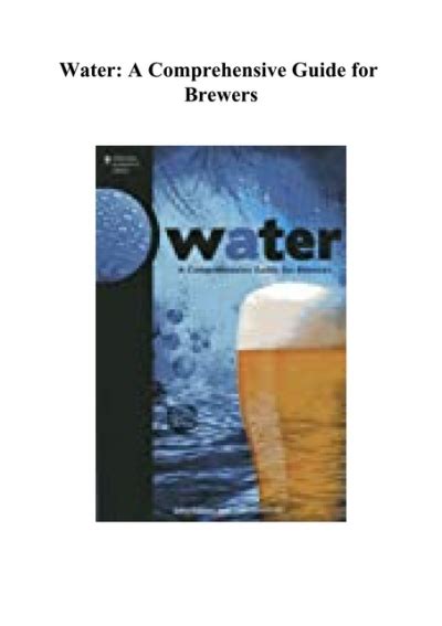 water a comprehensive guide for brewers pdf Epub