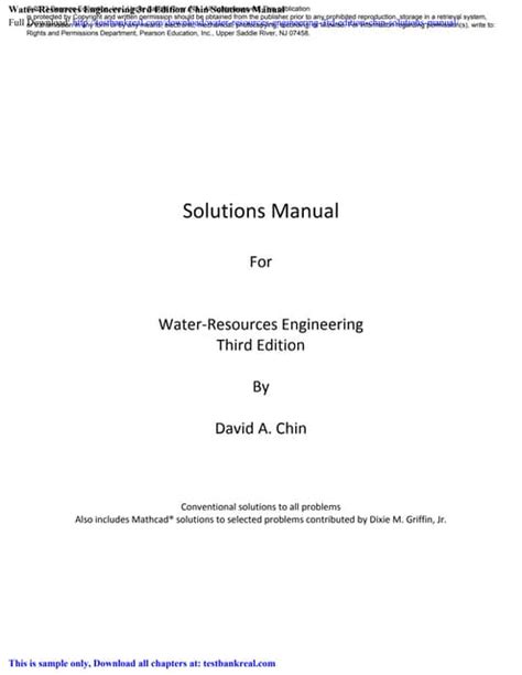 water resource engineering 3rd edition chin solutions Ebook Kindle Editon