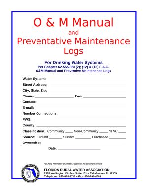 water wastewater om manual template pdf Doc