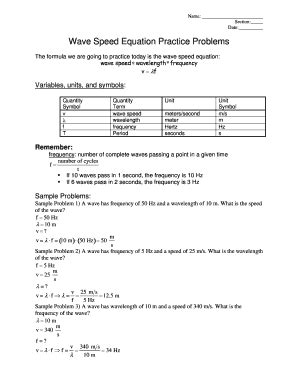 wave speed practice problems answer key Reader