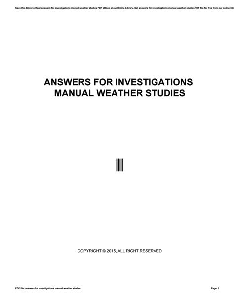 weather studies investigation manual 2014 2015 answers Ebook Reader