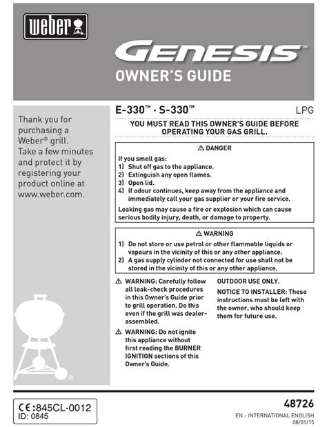 weber genesis e 330 instruction manual Doc