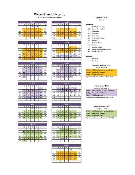 weber state semester schedule