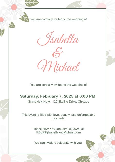 Wedding Invite Template Word