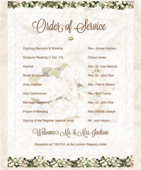 wedding order of service templates PDF