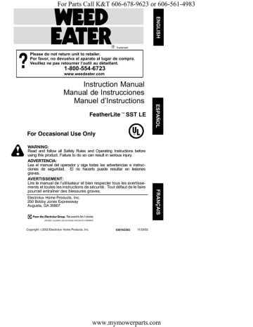 weed eater featherlite sst repair manual PDF