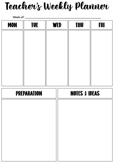 Weekly Planner For Teachers Template
