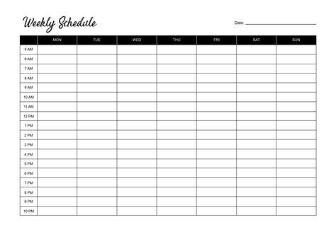 Weekly Planner Template With Times