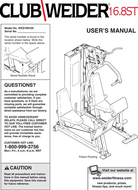 weider 168st clubuser manual Kindle Editon