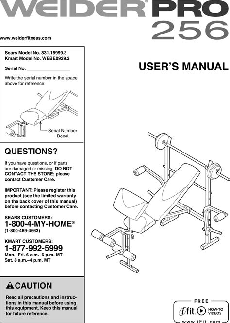 weider pro 256 manual PDF