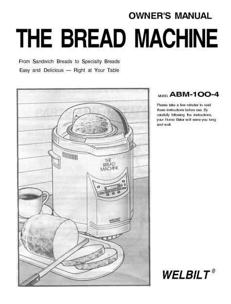 welbilt bread maker instruction manual Epub