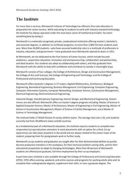 Wentworth Academic Catalog