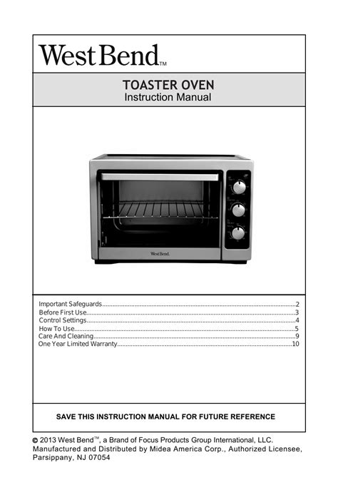 westbend 74206 toaster ovens owners manual PDF