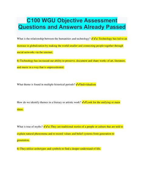 wgu asc1 objective assessment test questions Reader