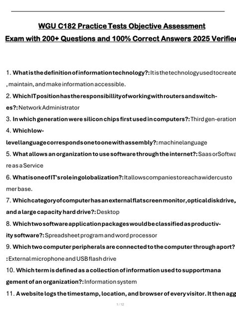 wgu mkc1 objective assessment test questions Reader