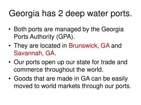 what are georgia's 2 main deep water ports