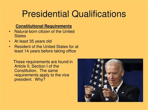 what are the older qualifications of vice president