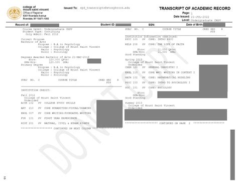 what do official transcripts look like