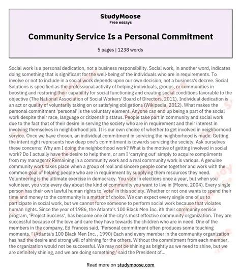 what does commitment mean to you essay PDF