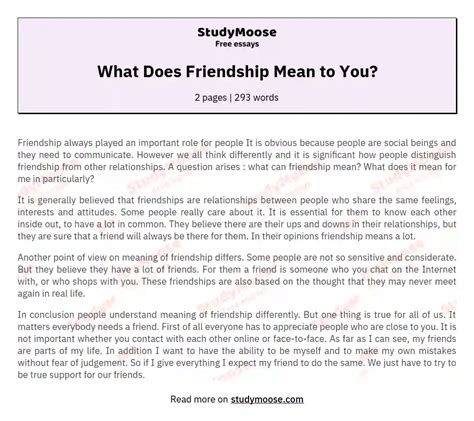 what does friendship mean to you essay Epub