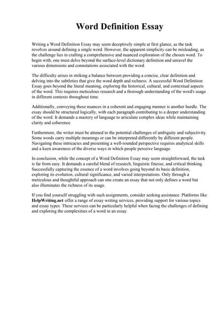 what is a good word to write a definition essay on Epub