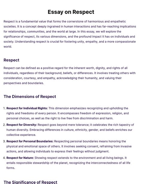 what is respect essay Doc