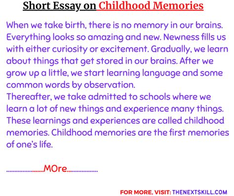 what is your favorite childhood memory essay Kindle Editon
