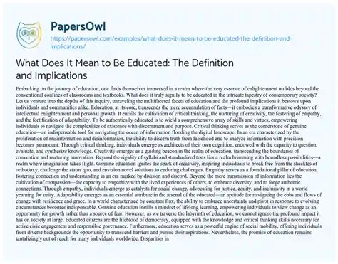 what it means to be educated essay PDF