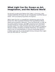 what light can do essays on art imagination and the natural world Reader