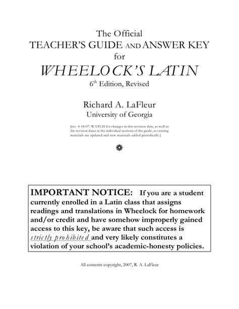 wheelock39s latin 7th edition answer key Kindle Editon