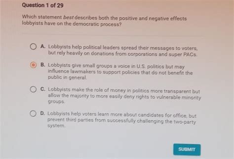 which best describes the work done by lobbyists