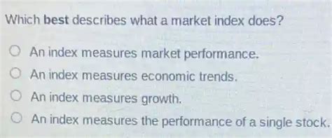 which best describes what a market index does