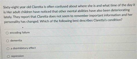 which of the following best describes barbara's condition