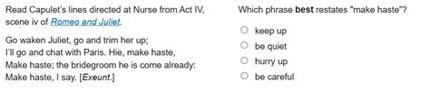 which phrase best restates make haste