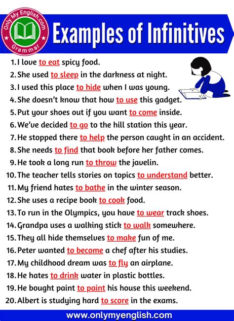 which sentence contains an infinitive