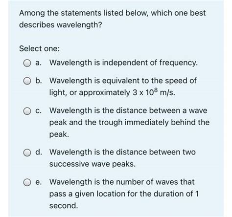 which statement best describes wavelength