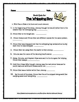 whipping boy test questions and answers Ebook Kindle Editon