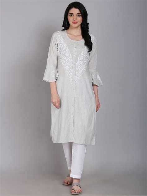 white chikan kurti